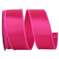 1.5 Inch Fuchsia Satin Ribbon With Wired Edges, 10 Yard Spool (1 Spool) SALE ITEM